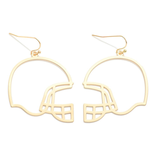 Metal Football Helmet Outline Drop Earrings