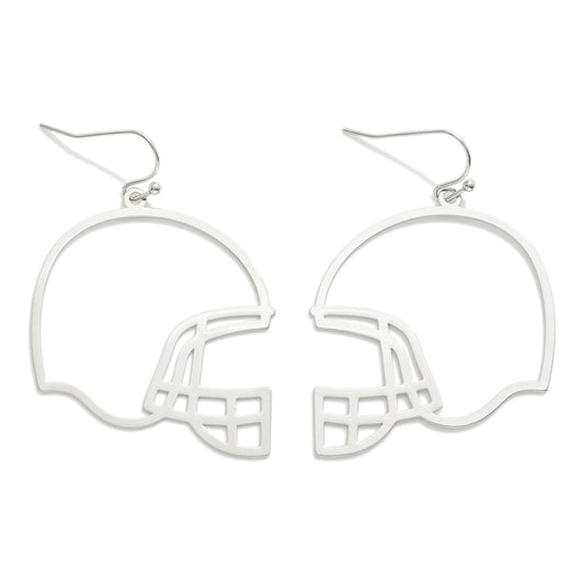 Metal Football Helmet Outline Drop Earrings