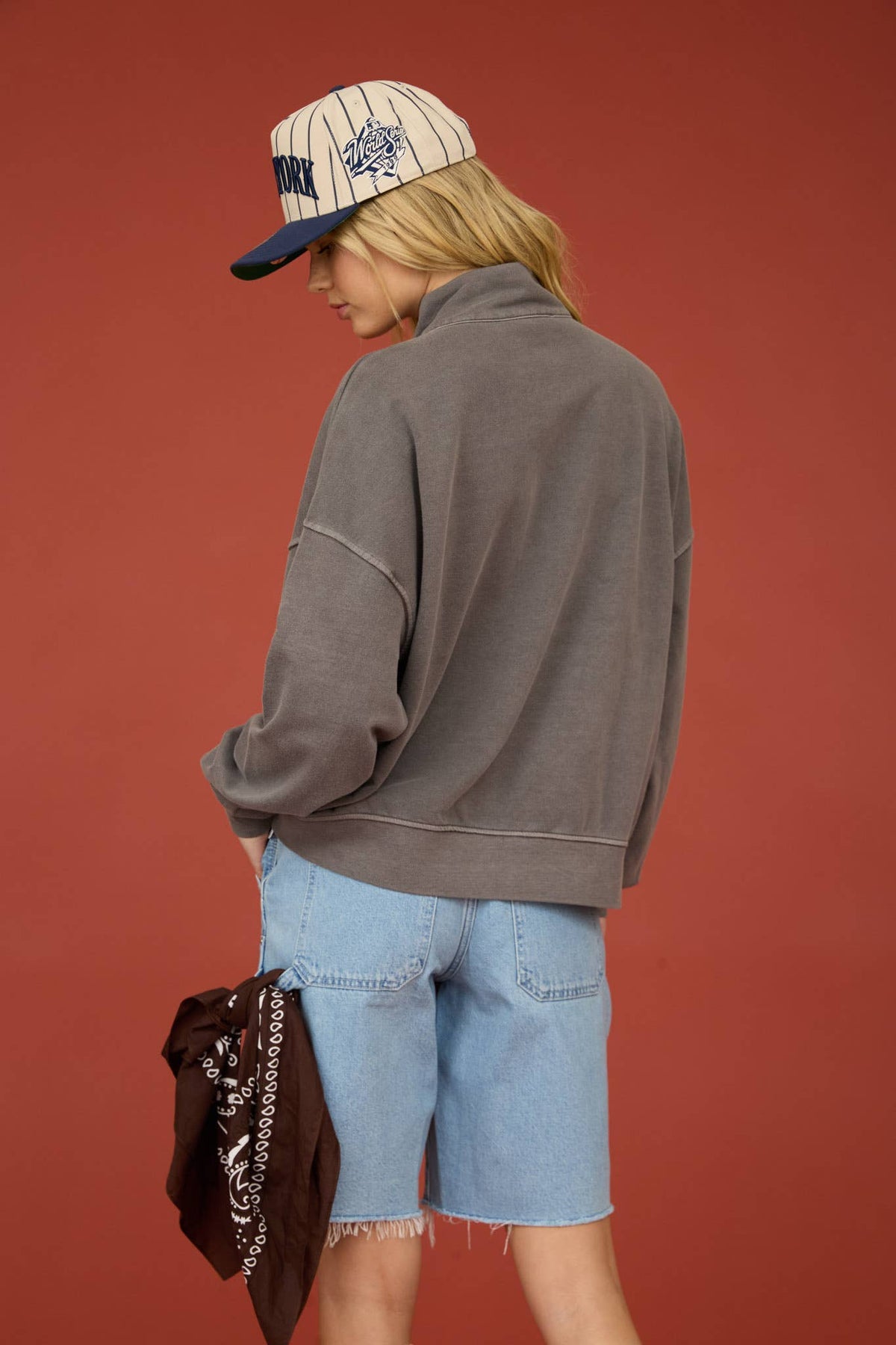 MOCK NECK HENLEY LONG SLEEVE KNIT TOP