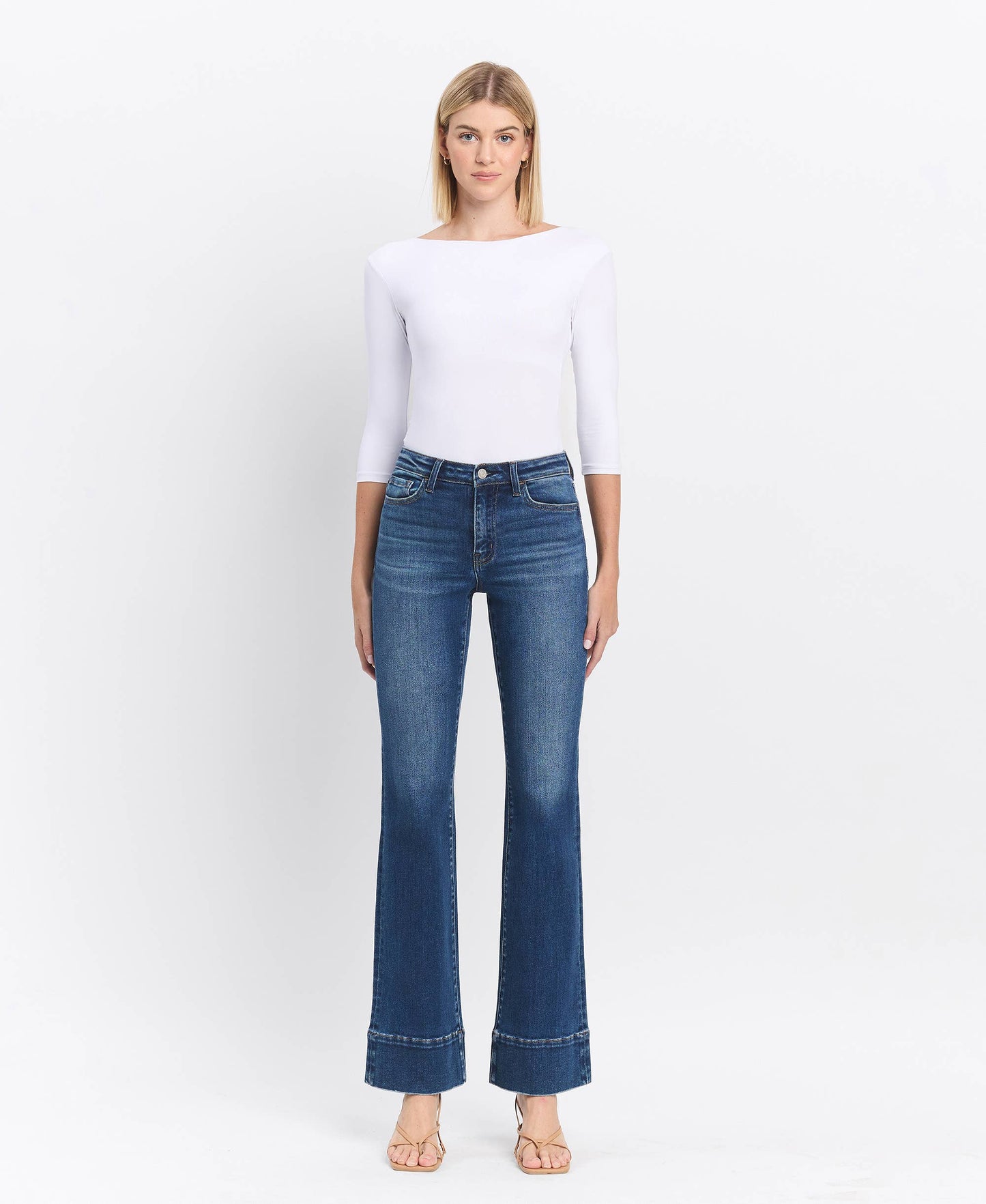 HIGH RISE TROUSER HEM BOOTCUT JEANS