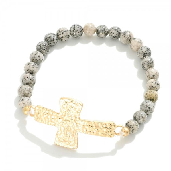 Gold Cross Stretch Bracelet