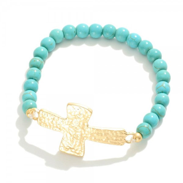 Gold Cross Stretch Bracelet