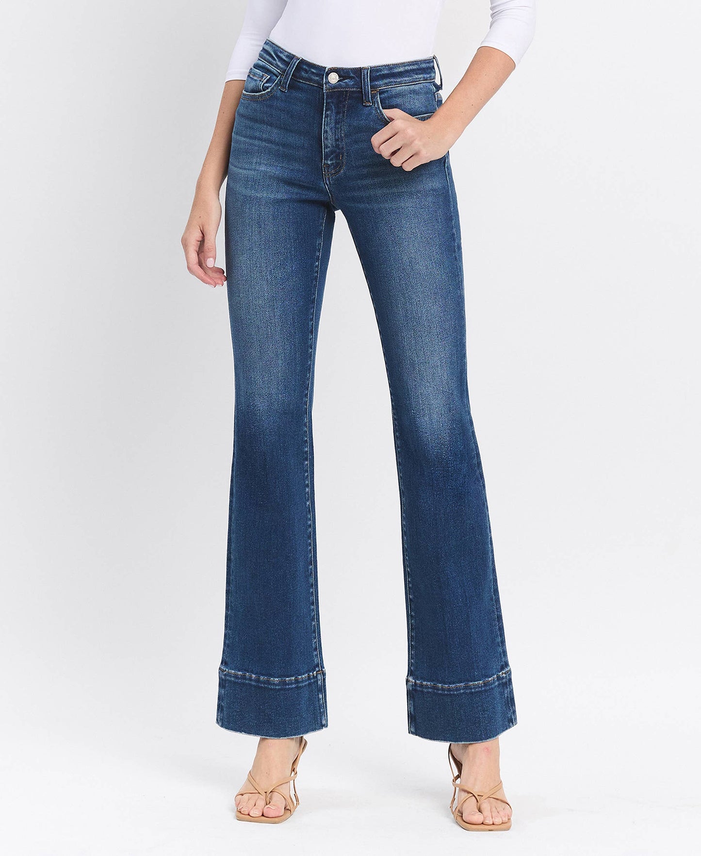 HIGH RISE TROUSER HEM BOOTCUT JEANS