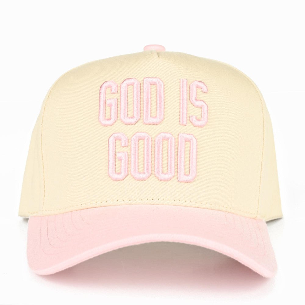 Two Tone "GOD IS GOOD" Canvas Embroidered Baseball Cap