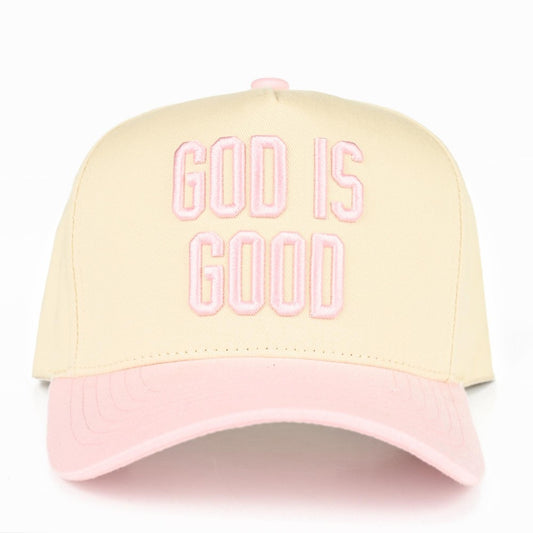 Two Tone "GOD IS GOOD" Canvas Embroidered Baseball Cap
