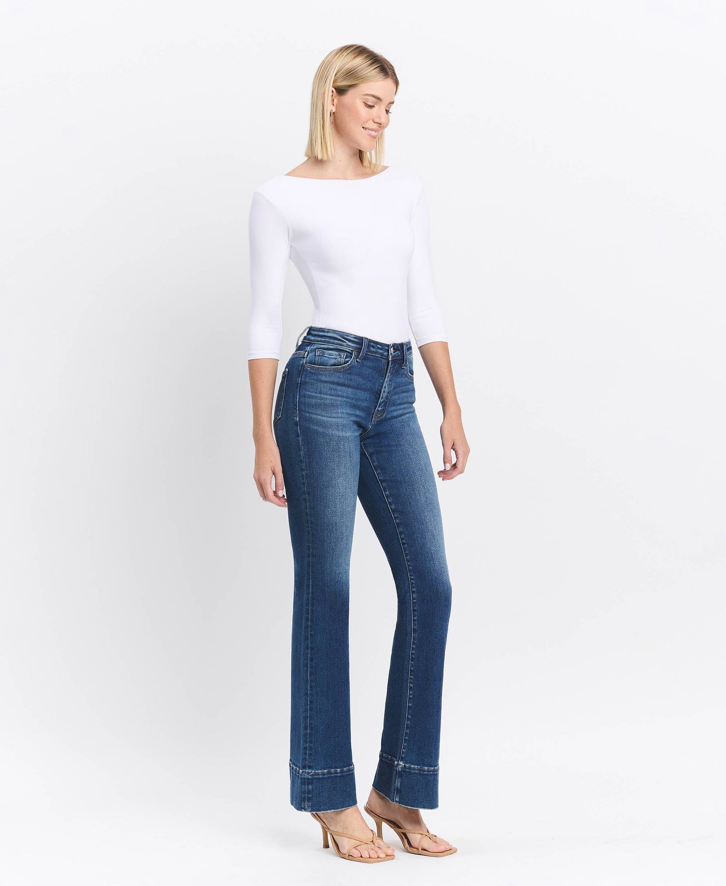 HIGH RISE TROUSER HEM BOOTCUT JEANS