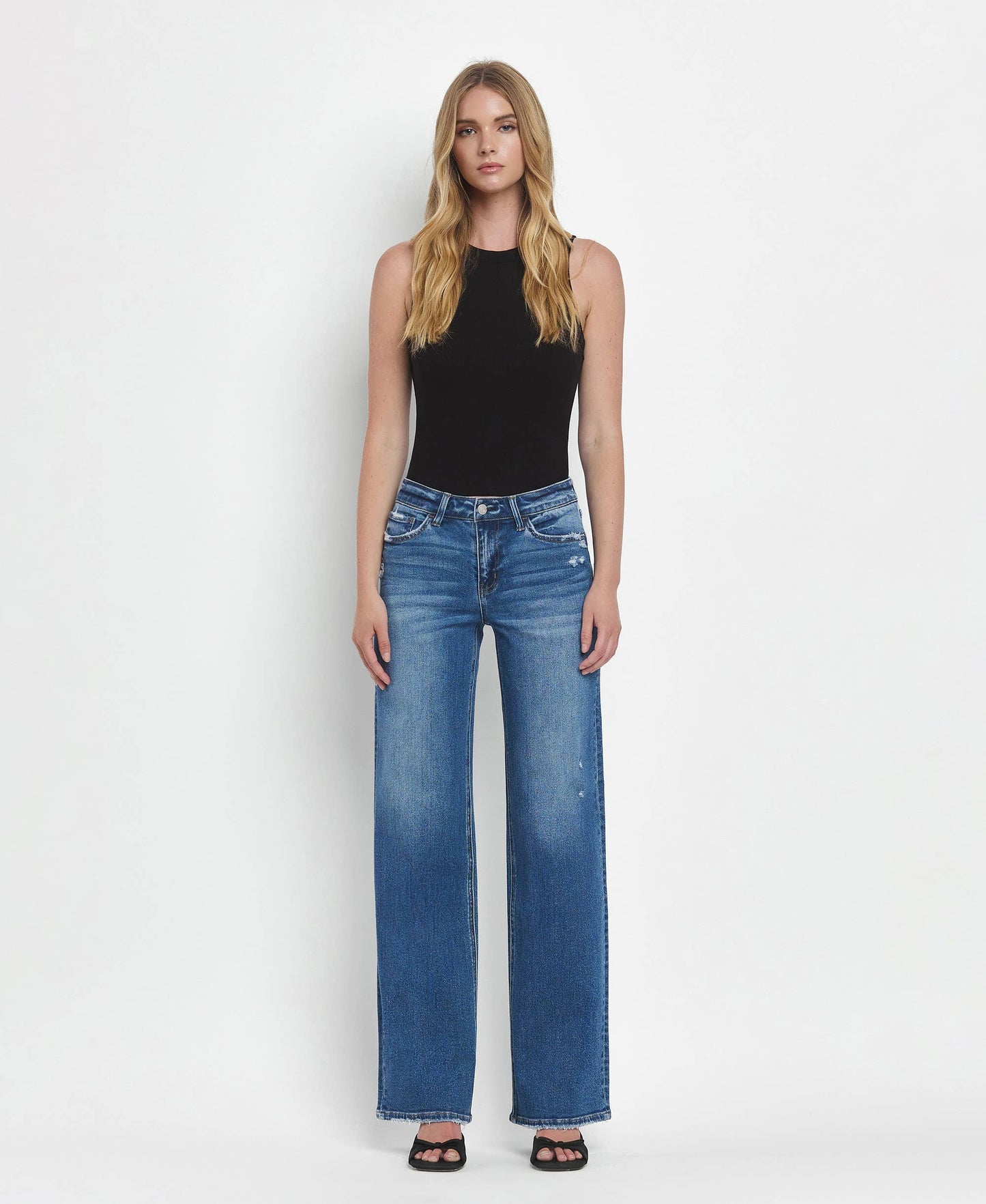 MID RISE FULL LENGTH WIDE LEG JEANS