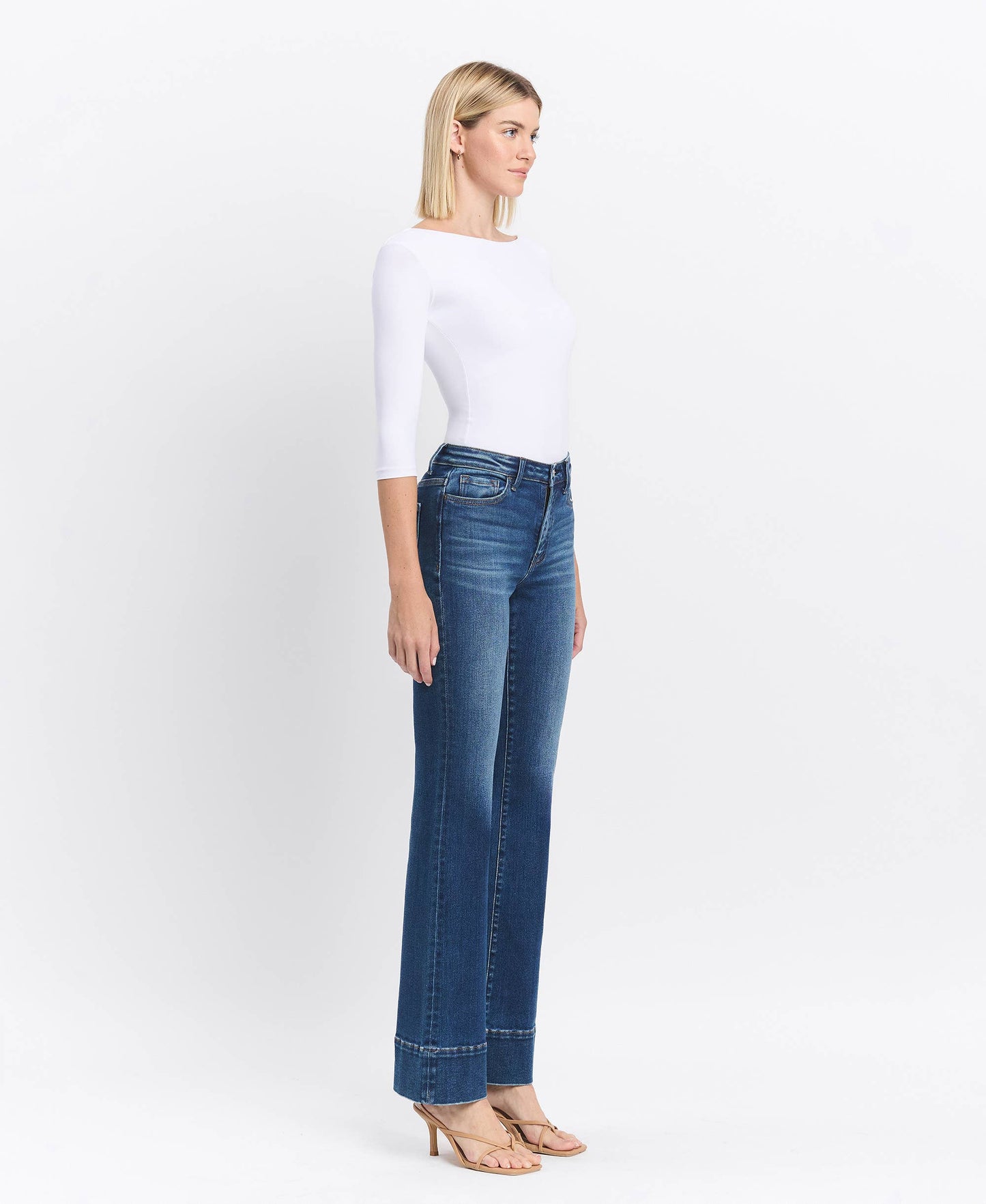 HIGH RISE TROUSER HEM BOOTCUT JEANS