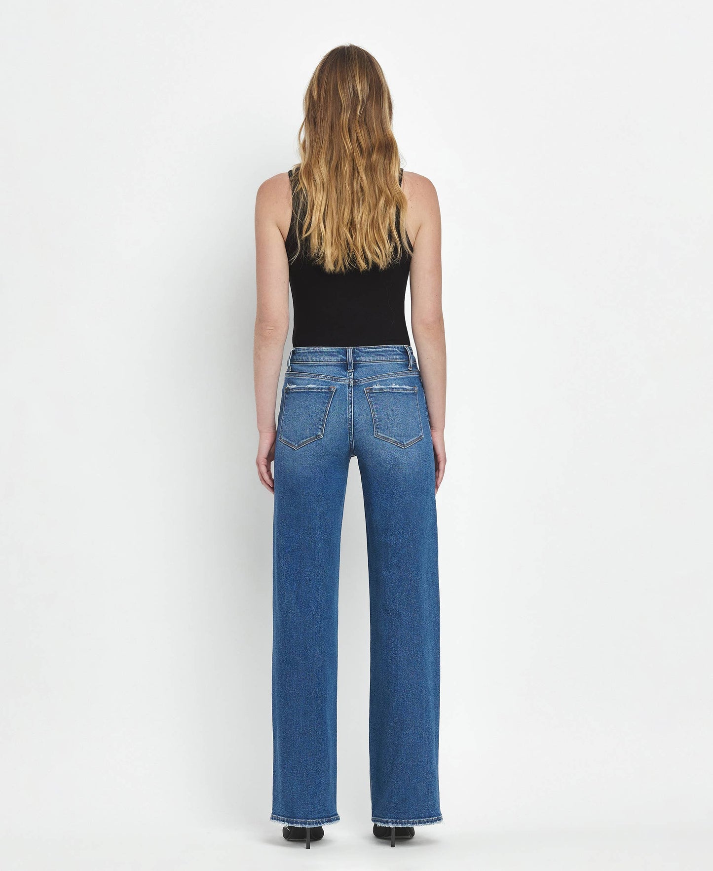 MID RISE FULL LENGTH WIDE LEG JEANS