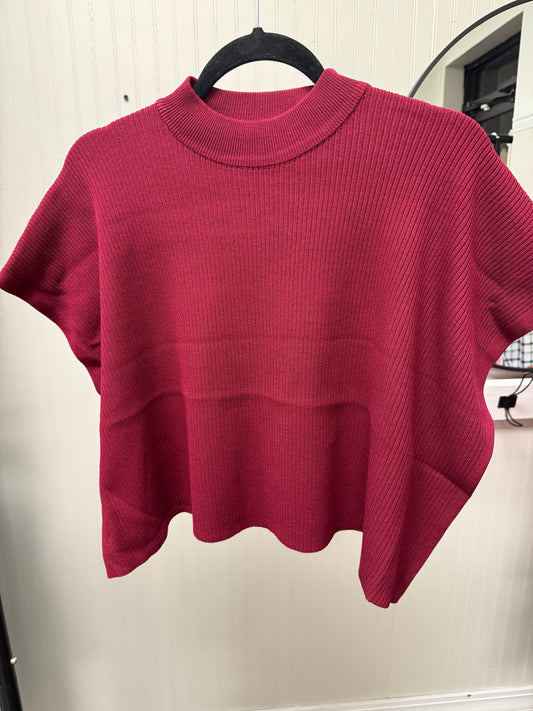 mock neck short sleeve boxy sweater
