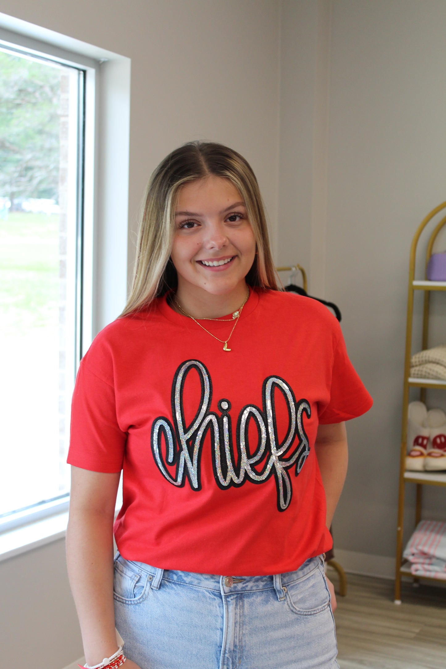 Sequins Chiefs T-Shirt Red