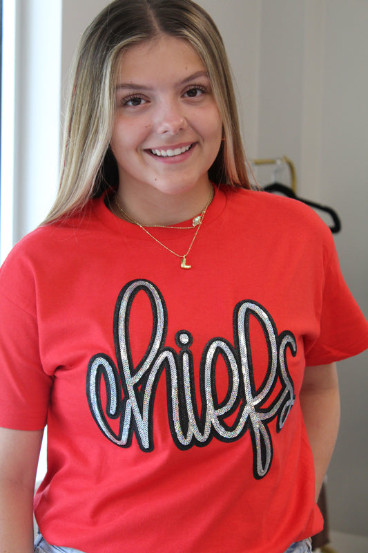 Sequins Chiefs T-Shirt Red