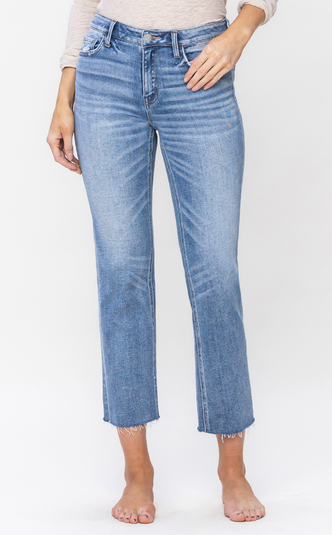 MID RISE SLIM STRAIGHT JEANS