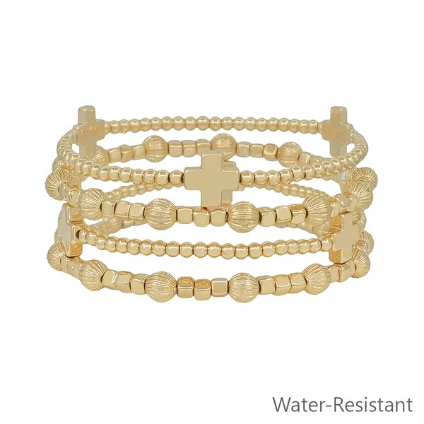 Cross Set of 4 Stretch Bracelets