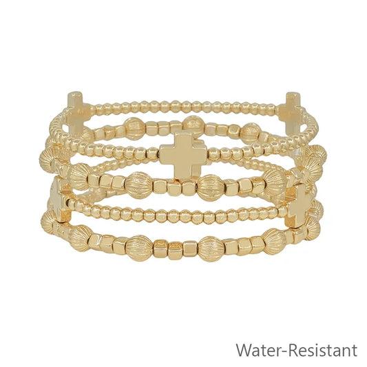 Cross Set of 4 Stretch Bracelets