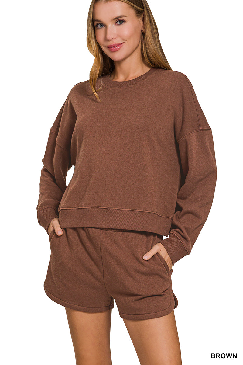 Fleece long sleeve sweatshirts & shorts set