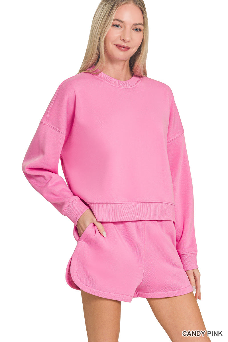 Fleece long sleeve sweatshirts & shorts set