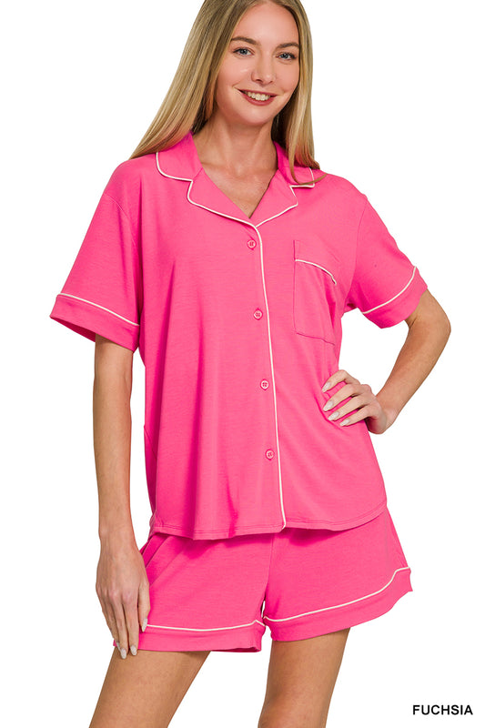 Short sleeve button down shirts & shorts 2 piece set