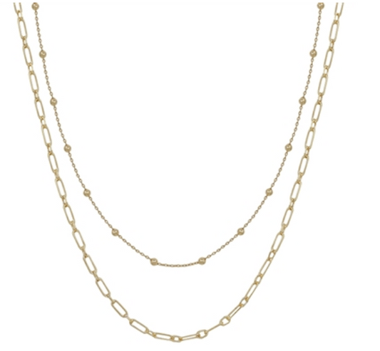 Gold Bead Layered Necklace