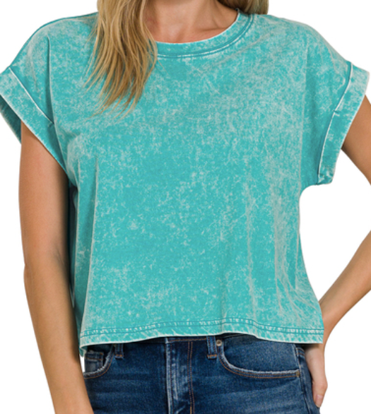 Cuffed Short Sleeve-Mint