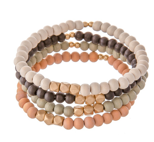 Wood Beaded Stretch Bracelets