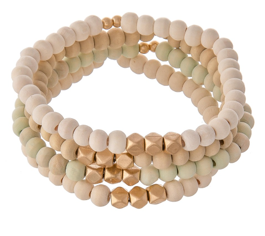 Wood Beaded Stretch Bracelets