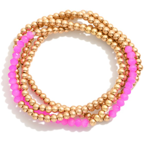 Gold Tone Beaded Stretch Bracelets