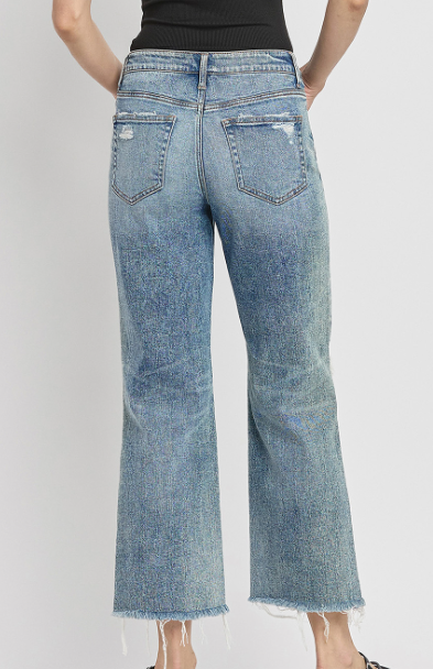 HIGH RISE SLIM WIDE JEANS
