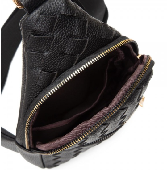 Basket Weave Sling Bag-Black