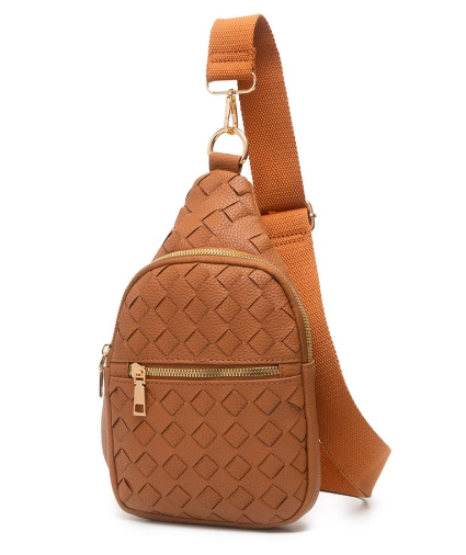 Basket Weave Sling Bag-Tan