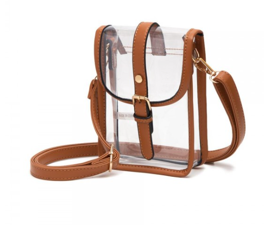 Small Clear Cross Body Bag -Tan