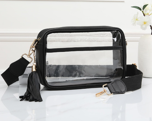 Clear Cross Body Bag -Black