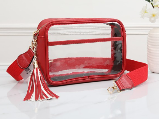 Clear Cross Body Bag -Red