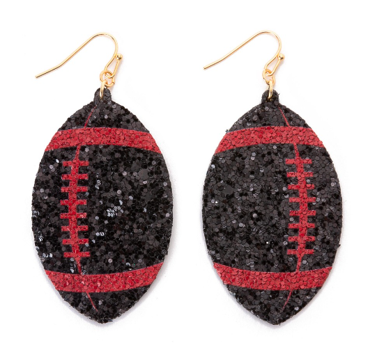 Black/Red Glitter Football