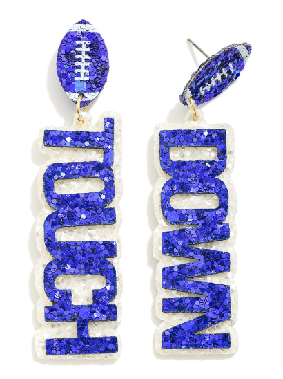 Glitter Touchdown Earrings-Blue