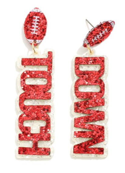 Glitter Touchdown Earrings-Red