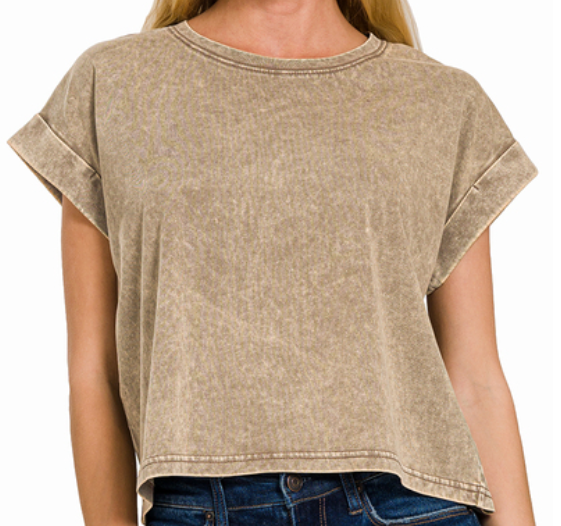 Cuffed Short Sleeve-Mocha