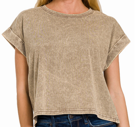 Cuffed Short Sleeve-Mocha