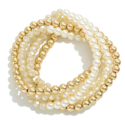 Stretch Bracelets With Pearl Accents