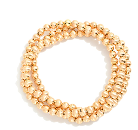 Gold Beaded Stretch Bracelets