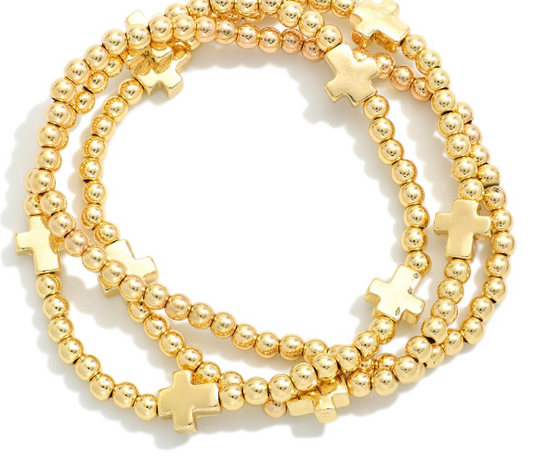 Gold Bead Bracelet Set