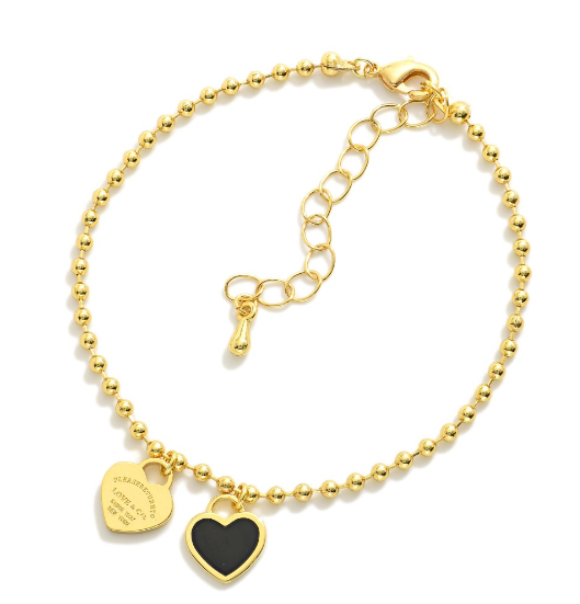 Heart Charm Bracelet-Black