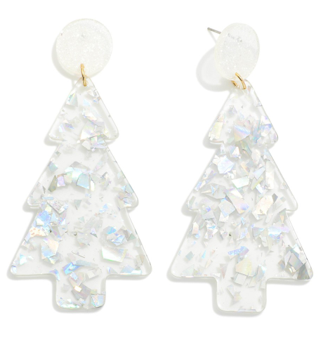 White Christmas Tree Earrings