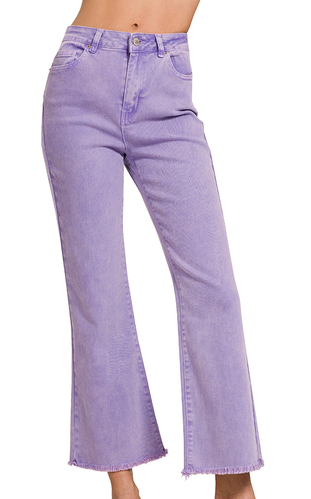 High Waist Bootcut Jeans-Purple