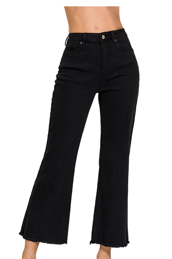 High Waist Bootcut Jeans-Black