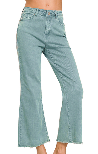 High Waist Bootcut Jeans-Teal