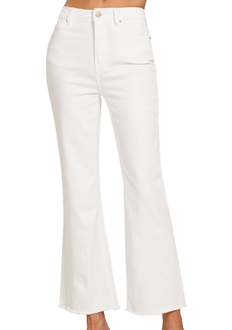 High Waist Bootcut Jeans-White