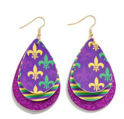 Layered Mardi Gras Earrings