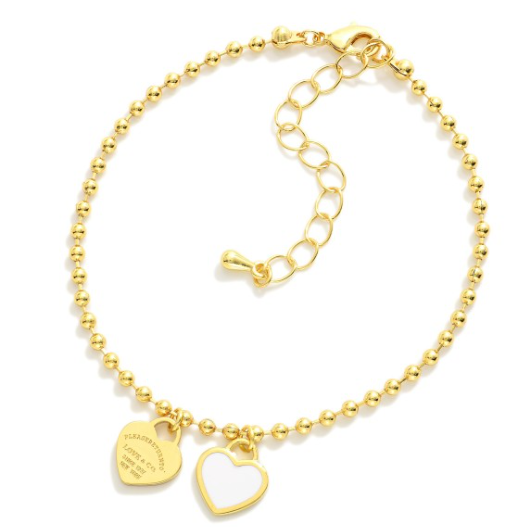 Heart Charm Bracelet-White