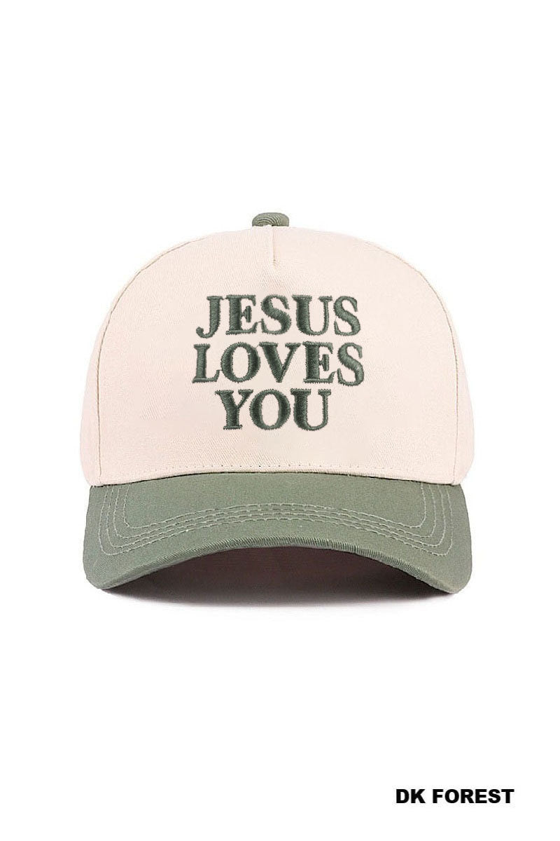 Jesus loves you two tone cotton hat